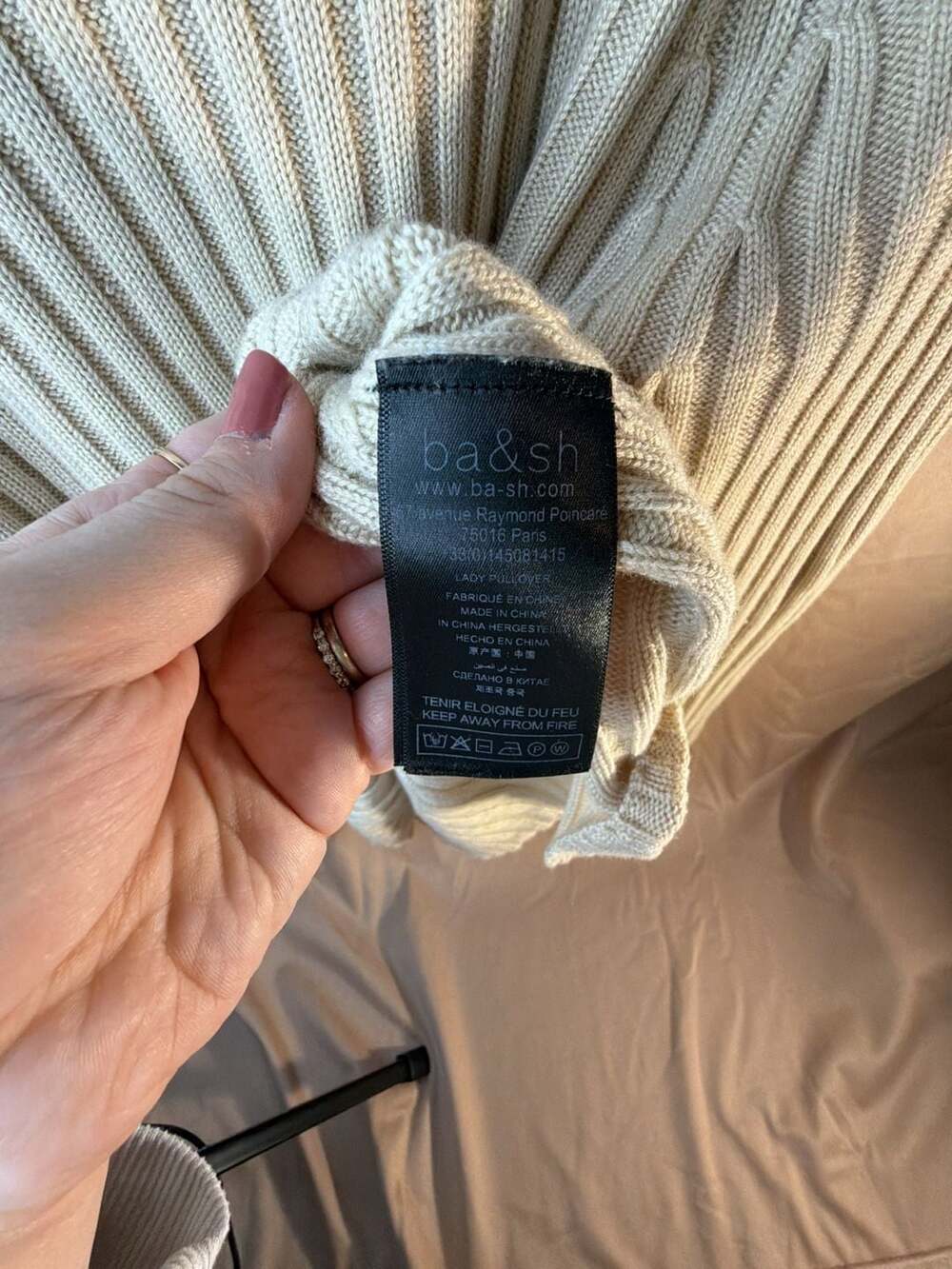 ba&sh Ribbed Mock Neck Sweater Ivory - Picture 5 of 10